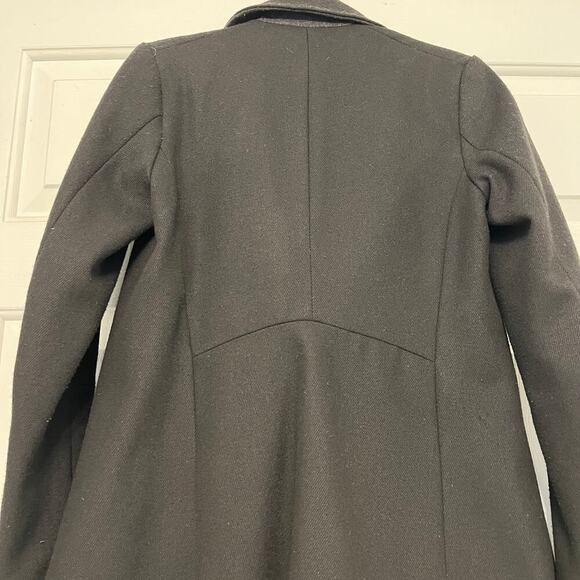 H&M Double Breasted Peacoat Wool Blend Jacket Black Gold Size 2 Buttons Warm Y2K - Picture 8 of 10
